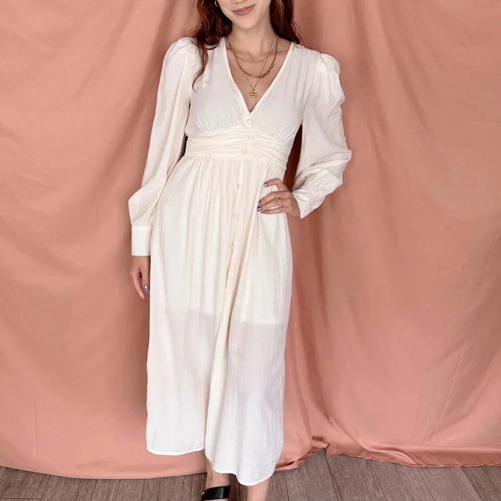 By the River Romantic Pinstripe Cottage Midi Dress